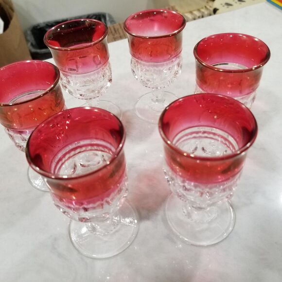 Indiana Glass Kings Crown Thumbprint coctail/highball/cordial glasses set of 6 - Picture 7 of 9